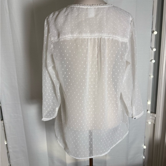 Bila Sheer White Blouse with Button Detail Large - Picture 3 of 7